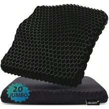 20 Gel Seat Cushion For Long Sitting Pressure Relief JumboThick Wheelchair Cushion For Pressure Sores Back Sciatica Tailbone Pain Relief Cushion NonSlip Butt Pillow For Office Home Car - Black - View 1