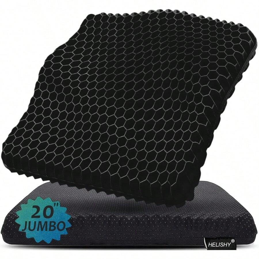 20 Gel Seat Cushion For Long Sitting Pressure Relief JumboThick Wheelchair Cushion For Pressure Sores Back Sciatica Tailbone Pain Relief Cushion NonSlip Butt Pillow For Office Home Car - Black - View 1