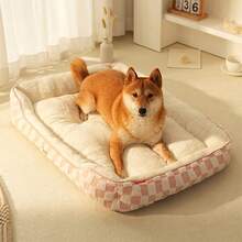 1 Giường cho chó/mèo, Ấm áp, Có thể giặt được, Chất liệu vải nhung, Họa tiết ô vuông, Đáy chống trượt, Thích hợp cho chó nhỏ/vừa/lớn - Nhiều màu - Xem 8