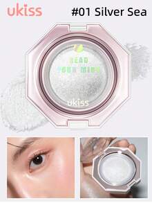 ukiss 面部粉状高光笔、腮红高光笔调色板、光泽闪光高光、自然闪亮高光、化妆照明器、轻盈、光滑、面部美容化妆品 - #01 Silver Sea(new) - 查看 3