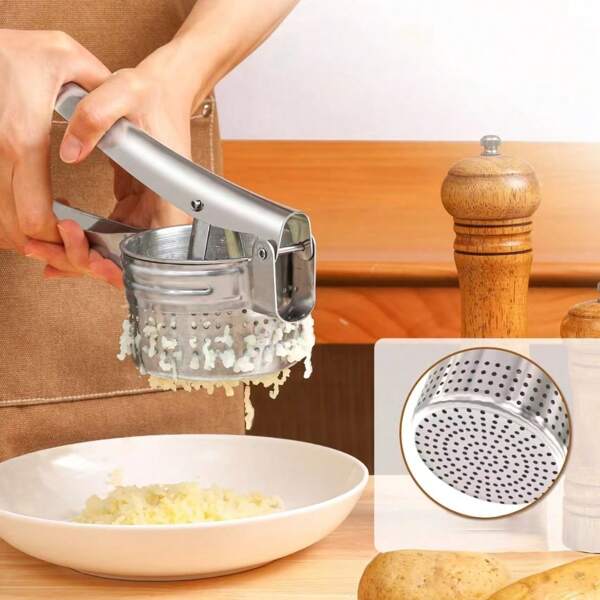 Prensa de patatas de acero inoxidable resistente, prensa de verduras y frutas, apta para puré de patatas, jugos, verduras y comida para bebés, herramienta de cocina manual para triturar