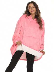 Sudadera Cobija Hoodie Con Capucha Afelpada Calientita Suave,pijamas con capucha gruesa - Negro - Ver 4