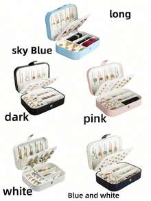 1 pieza Caja de joyería portátil de cuero PU, contenedor de almacenamiento de joyas resistente a la oxidación. Regalo ideal para el Día de San Valentín, Día de la Madre, Mujeres, Niñas, Navidad, Acción de Gracias, Año Nuevo y otras festividades - Multicolor - Ver 7