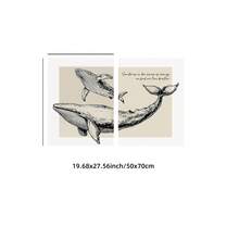 1/2pcs Frameless Vintage Whale Mother & Baby Print, Beige Coastal Wall Art With Canvas Texture, Inspirational Ocean Quote Poster For Beach House & Nursery Decoration