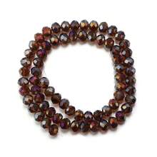 1 pieza Cuentas planas de cristal de ábaco marrón con color AB, opciones de varios tamaños 3/4/6/8mm, cuentas de bricolaje versátiles, coloridas y de moda, adecuadas para pulseras, collares, joyería, colgantes, llaveros y decoraciones - Marrón oscuro - Ver 10