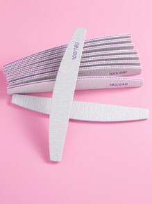 25/10/3支装指甲锉，100/180/240目砂纸双面指甲锉，美甲用品，适用于天然指甲，专业可重复使用，修甲修脚，弧形 - 灰色 - 查看 10