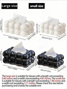 1pc Large Capacity Cute Pom Pom Plastic Tissue Box, High-End Luxury Decoration For Living Room Coffee Table, Napkin/Facial Tissue Holder, 25cm L X 16cm W X 11cm H - Multicolor - View 3