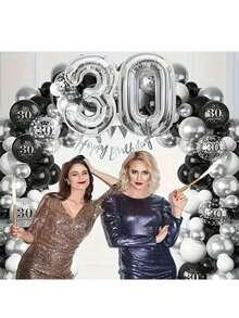 Kit 2 - 32 Inch Metallic Number Balloon 70 CM Balloon Balloons For Birthday Parties Decorations Silver - Silver - View 3