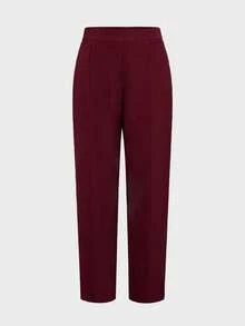 2pcs Elegant Basic Slim Fit Business Commute Suit Set: Tailored Long Sleeve Jacket + 7/8 Length Pants