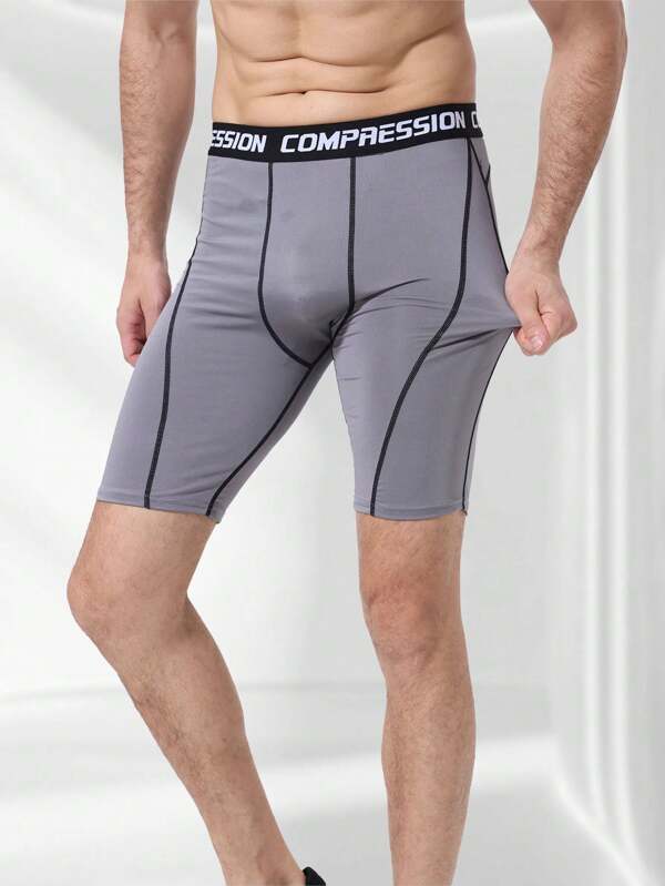 Plus Size Men's Elastic Compression Shorts For Basketball, Swimming, Running, Cycling