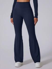 MASKERT Women'S Yoga Tight Flared Pants With High Elasticity, Comfortable And Skin Friendly Casual Pants, Yoga Pants Tights - Navy Blue - View 4