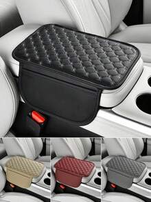 [Versión Mejorada] Cubierta para la consola central del coche - Accesorio interior universal del coche con 2 bolsillos de almacenamiento - Cubierta de reposabrazos de cuero Nappa premium, resistente a arañazos, resistente al desgaste, impermeable, adecuada para SUV, sedán, camión, etc. (Negro, Beige, Gris, Rojo) - Unitalla - Ver 3