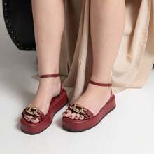 Women's Flat Sandal Platform Papete Chain Comfort Sophistication Flat - 紅木色 - 查看 4
