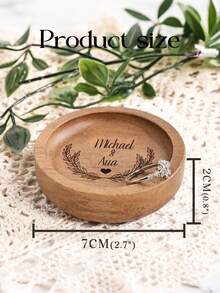 1pc Customized Jewelry Tray, Personalized Wooden Ring Tray, Customized Round Wooden Ring Holder, Engagement Ring Stand, Couple Wedding Gift, Round Jewelry Display Tray, Photography Prop, Customized Jewelry Tray - Multicolor - View 6