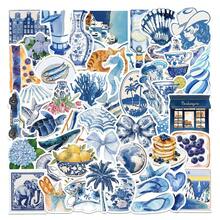 50pcs Ocean Theme Stickers, Blue Aesthetic Sticker Set, Watercolor Beach Holiday Stickers, Azure Blue Stickers, Fashionable INS Stickers, Waterproof Vinyl Stickers Suitable For Laptop, Bumper, Skateboard, Water Bottle, Computer, Phone - B - View 6