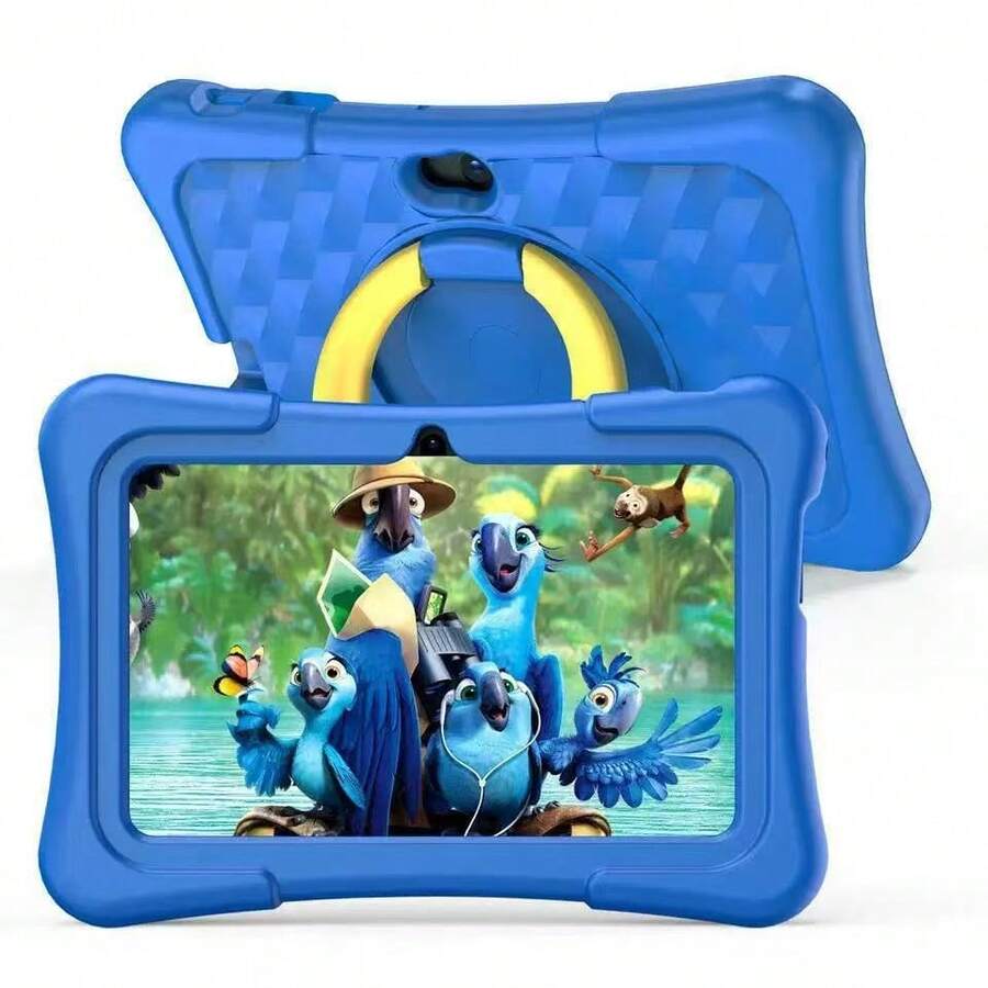 A 7-Inch Tablet With A Rugged Case, Controls, Pre-Installed Apps And Free Games, Suitable For Learning And Education, WiFi Support, And A Camera. - Blue - View 1