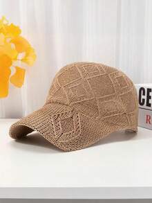 Czapka baseballowa Summer Hollow Truck Driver, akcesorium do kapelusza, 1 szt. Nowa haftowana czapka baseballowa, uniwersalna dla kobiet, codzienna, ochrona przed słońcem, regulowany rozmiar dla dorosłych i dzieci 10+, odpowiednia na zewnątrz, na kemping, wędkowanie, podróże, jazdę na rowerze - Kolor khaki - Zobacz 17