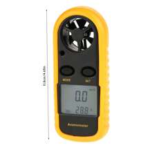 Anemómetro digital portátil, medidor de velocidad del viento, caudal de aire, medidor de temperatura y termómetro. - Amarillo - Ver 4