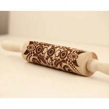 Rodillo de Madera Grabado Profundo de Hoja de Girasol de 35X4.5CM para Hornear, Rodillos de Madera 3D de Ciruela ZM011 - 1 - Ver 6