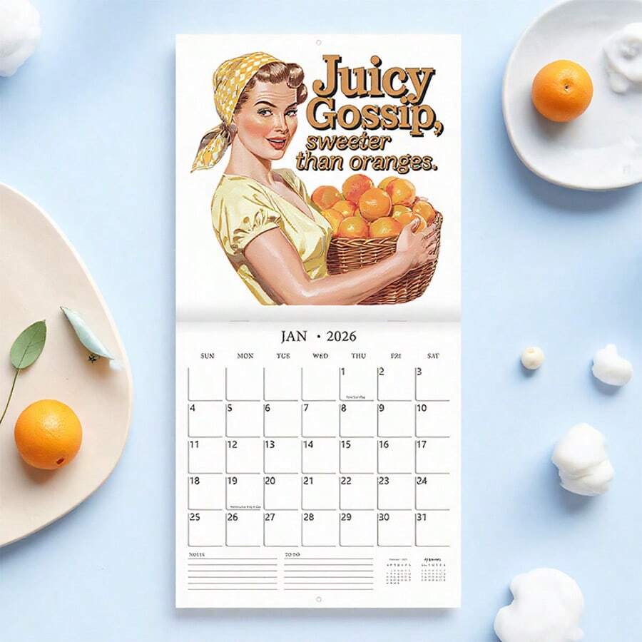 Calendario 2026 "Casalinga Velenosa", calendario mensile di 12 mesi, decorazione pittorica per la pianificazione familiare, regalo di Natale e Capodanno - Tagli Unica - Visualizzare 1