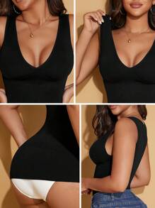 Women's V-Neck Seamless Slimming Sports Camisole - Black - View 5
