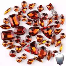 50 件/包，闪光混合形状玻璃水钻，银色金属平底，混合形状手工缝制水钻，用于衣服平底工艺宝石水晶缝制水钻带爪，DIY 配件用于装饰衣服、连衣裙、包、鞋子、胸针、耳环、手工艺品