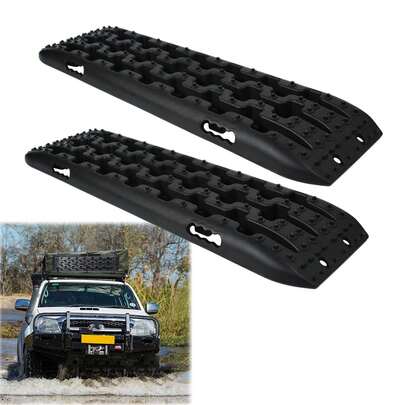 Heavy Duty Traction Aid Recovery Boards – 2 Sand Mats With 10T Load Capacity For Mud, Snow & Sand – Off-Road Vehicle Traction Mats Including Storage Bag & Installation Tool For Cars, Trucks, Motorhomes