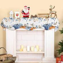 1 Stück blau-orange Kürbis Herbst Kaminsims Schal Abdeckung, Thanksgiving botanische Blätter Kaminsims Schals Kaminsims Regal Tischläufer für saisonale Feiertagsparty Heim Dekorationen