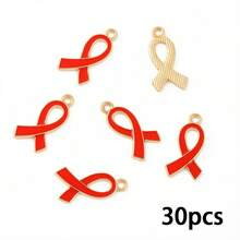 10/30/50 buc Pandantiv din aliaj de zinc cu panglică de satin cu o singură față, potrivit pentru brățări DIY de conștientizare a cancerului de sân, coliere, brelocuri, accesorii de bijuterii