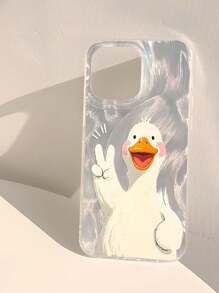1pc Minimalist Cartoon Duck Pattern Phone Case, Transparent Thick Protective Cover Compatible With Samsung A05, A05S, A13, A14, A15, A53, A54, A55, A56, S22, S23, S24, S25 And Apple 11, 12, 13, 14, 15, 16 Pro Max - Multicolor - View 2