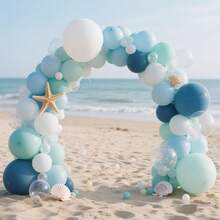 Kituri de baloane pentru petrecere subacvatică, 75 de bucăți - Macarons albe, albastre, albastru intens, baloane cu tematică oceanică, petrecere de ziua de naștere, decorațiuni pentru petrecere, decorațiuni pentru petrecere de vară la malul mării