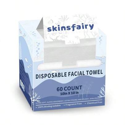 Disposable Face Towels Ultra Soft  Dry Wipes 10x10'' 60 Count Large Towelettes For Cleansing Up Remover Skincare Sensitive Skin Nursing Travel