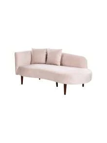 Beliani Chaise Longue Velvet Fabric Pastel Pink Left Side CHAUMONT - Pink - View 3