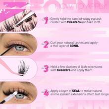 100 Peças Cachos de Cílios Naturais, Cachos de Cílios Wispy de Vênus com Faixa Invisível Fina, 10-16mm, Extensão de Cílios DIY com Faixa Transparente, Aparência Natural de Cachos de Cílios Individuais, Cachos de Cílios, Cílios Individuais, Cílios, Cílios Falsos - C - Visão 9