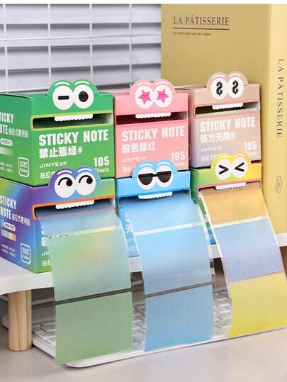 105 tập giấy ghi chú trong suốt, có thể kéo ra, màu sắc dễ thương, kèm hộp đựng, thích hợp để ghi chú, dùng cho văn phòng phẩm và trường học | Đồ dùng học tập, phụ kiện sắp xếp bàn làm việc, ý tưởng quà tặng