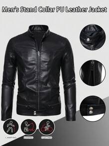 Men's Casual PU Leather Jacket, Vintage Motorcycle Jacket, Autumn/Winter