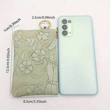 1 件女士钥匙扣零钱包新款压花工艺蜻蜓蝴蝶花朵钥匙扣零钱包实用钥匙零卡收纳袋时尚迷你手提小包随机图案位置女士钱夹迷你钱包钱包钱包钱包钥匙扣零钱包 - 彩色 - 查看 5