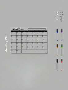 1 Set Transparent Magnetic Acrylic Weekly Planner Memo Board, Decorative Fridge Magnet, Erasable Waterproof Household Memo Board For Daily Notes, Work Summary, Communication, Black Line Acrylic Message Board (Includes 6 Magnetic Whiteboard Markers) - Multicolor - View 12