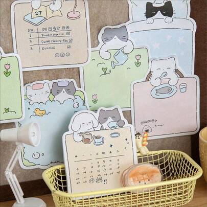 Gói 6 (Tổng cộng 180 tờ) Giấy ghi chú hình mèo dễ thương - Màu pastel, Có hình ngủ, hình ăn, hình máy tính xách tay - Giấy ghi chú dán để bàn, tủ lạnh, sổ kế hoạch - Quà tặng hoàn hảo cho người yêu mèo và trang trí văn phòng, Quà tặng mèo, Sổ tay để bàn, Hình minh họa kỳ quặc, Văn phòng phẩm bền, Thiết kế vui tươi, Trở lại trường học