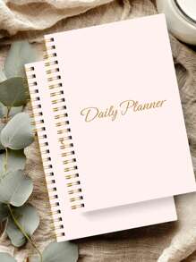 Trees 每周计划笔记本无日期每日计划日程螺旋目标计划器带习惯追踪功能，适合女性 - 粉色 - 查看 7