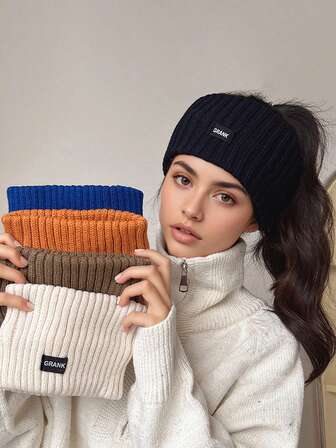 1 件纯色休闲涤纶防寒头带，秋冬款式