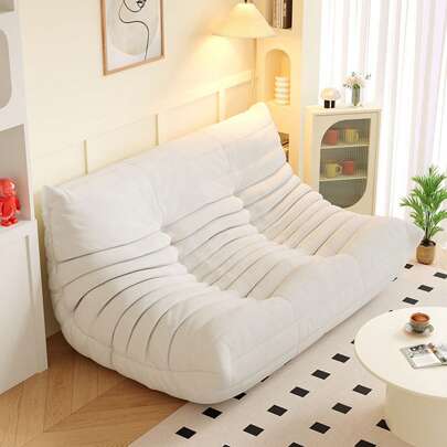 FXLTSBL Lounge Sofa For Small Spaces, Floor Sofa Lazy Sofa With Memory Foam, Cloud Couch Made Of Faux Suede - Small Sofa For Bedroom And Living Room, White