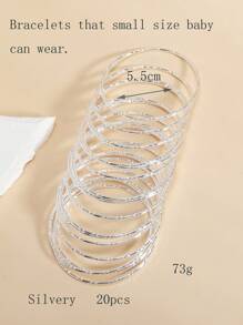 20pcs 3-14Y Girls' Delicate Glitter Bamboo Knot Stacking Bangle Bracelets - one-size - View 9