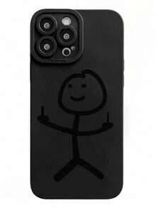 笑脸彩绘防摔穿孔黑色极简保护手机壳，兼容 16/15 XR/7/8/16 Pro Max/13/15 Pro Max/12 Pro Max/13 Pro Max/14 Pro Max/13/14/11/12P14 女款 P11 软壳 P12 防摔 XS/XR/78P/78GES2 兼容 Galaxy 和 Redmi，国际版，非国内版 - 彩色 - 查看 5