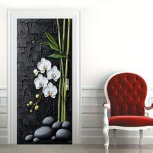 1/2 件禅意花园竹墙贴 - 自粘式，可移除壁画，带有兰花和石头装饰，黑色墙贴，适用于卧室、客厅、浴室、极简主义家居装饰、禅意家居装饰、房间装饰、卧室装饰、厨房装饰、墙壁装饰贴纸 - 彩色 - 查看 5