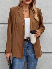Women's Regular Fashionable Versatile Solid Color Single Button Blazer