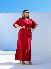 Women's Plus Size Summer Long Dress - Redwood - View 2