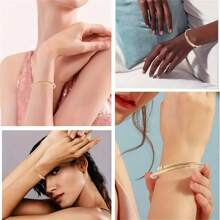 5/10 件可调节蛇链手链，适合女士/女孩的串珠手链，DIY 珠宝制作材料，不锈钢银手链 - 銀色 - 查看 9