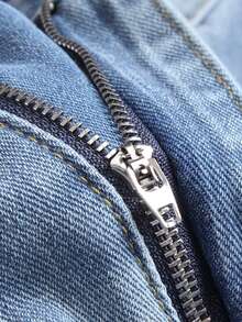 Men's Heavy Embroidered Five-Pointed Star Casual Couple Straight Jeans Ripped Distressed Slim Jeans For Women - Màu xanh lam - Xem 7