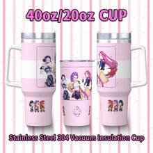 1 Stück 40oz/20oz Edelstahl Isolierbecher, Großer Fassungsraum auslaufsicher mit Strohhalm, geeignet für kalte & heiße Getränke - perfektes Geschenk für Kpop-Fans, ideal für Reisen, Büro, Auto, Zuhause - wiederverwendbarer tragbarer Getränkebehälter mit hochwertigem bedrucktem Dämonenanimationsdesign